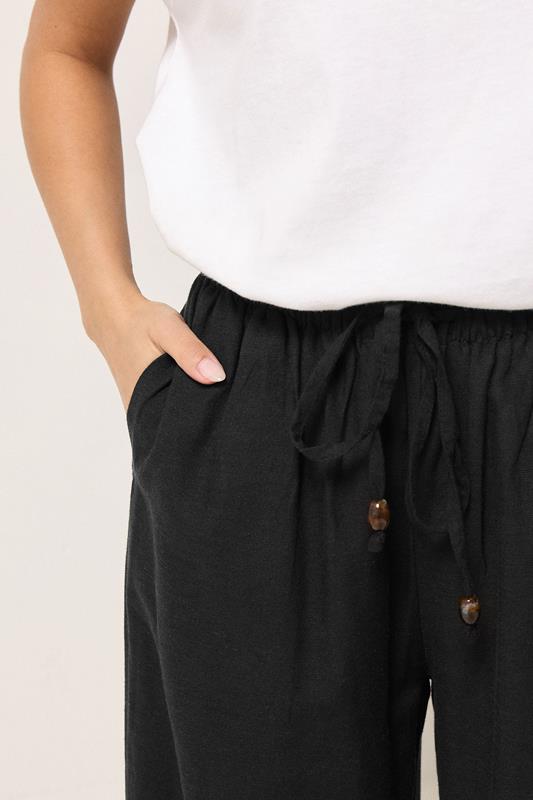 PixieGirl Petite Women's Black Beaded Linen Wide Leg Trousers | PixieGirl 4