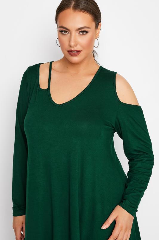 LIMITED COLLECTION Plus Size Forest Green Cut Out Detail Top | Yours Clothing 4
