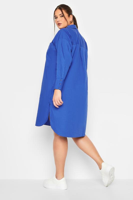 LIMITED COLLECTION Plus Size Cobalt Blue Midi Shirt Dress | Yours Clothing 4