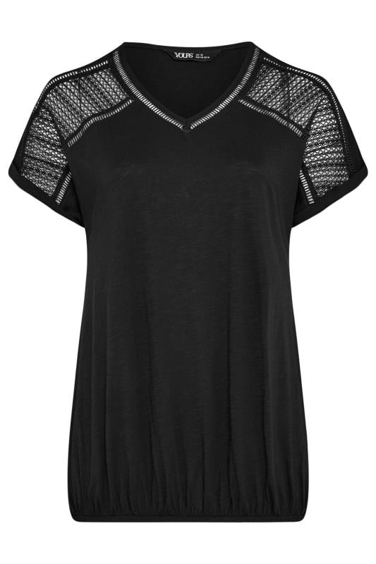 YOURS Plus Size Black Bubble Hem Top | Yours Clothing 5