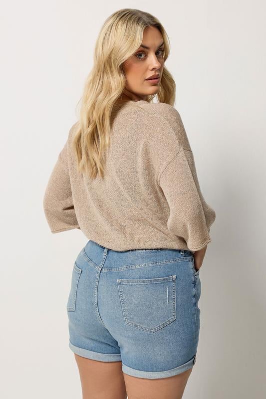YOURS Plus Size Blue Denim Boyfriend Shorts | Yours Clothing 2
