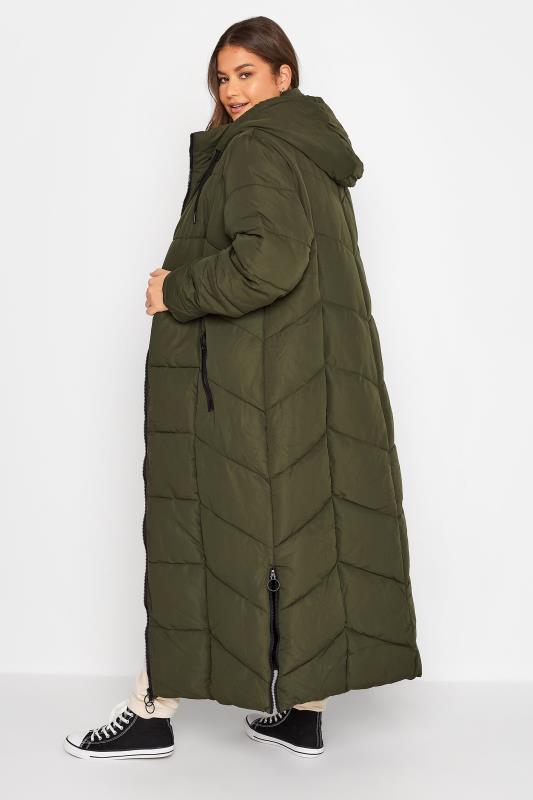 Tall Women's Khaki Green Longline Puffer Coat | Long Tall Sally 3