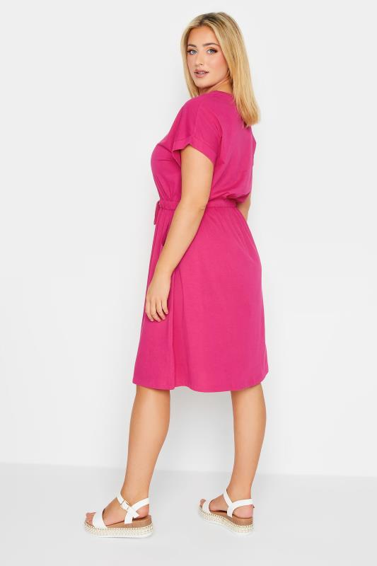 YOURS Plus Size Pink Tie Waist Mini Dress | Yours Clothing  4