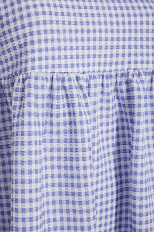 LIMITED COLLECTION Curve Blue & White Gingham Milkmaid Top 5