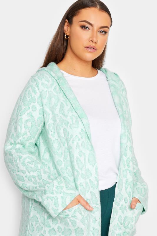 YOURS LUXURY Plus Size Green Animal Print Hooded Faux Fur Jacket | Yours Clothing  4