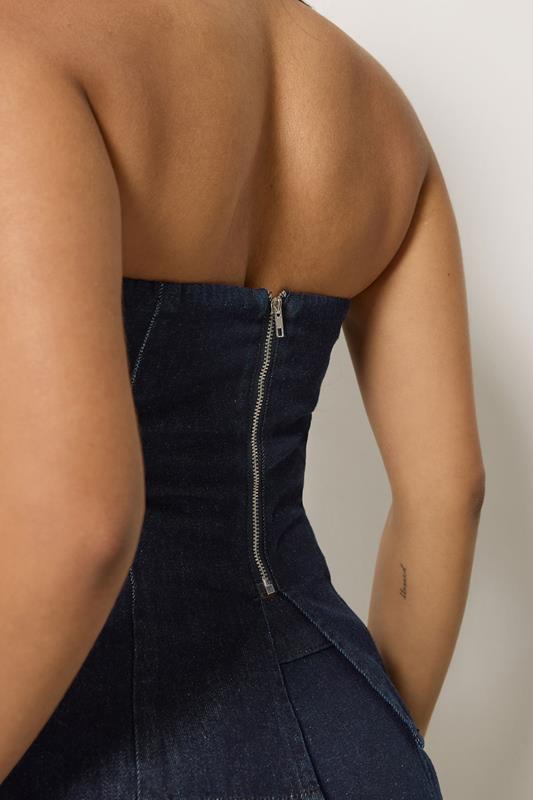 PixieGirl Petite Women's Dark Blue Denim Bandeau Top | PixieGirl 4