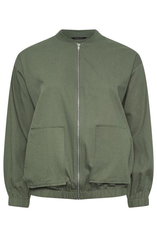 LIMITED COLLECTION Plus Size Khaki Green Twill Bomber Jacket | Yours Clothing 5