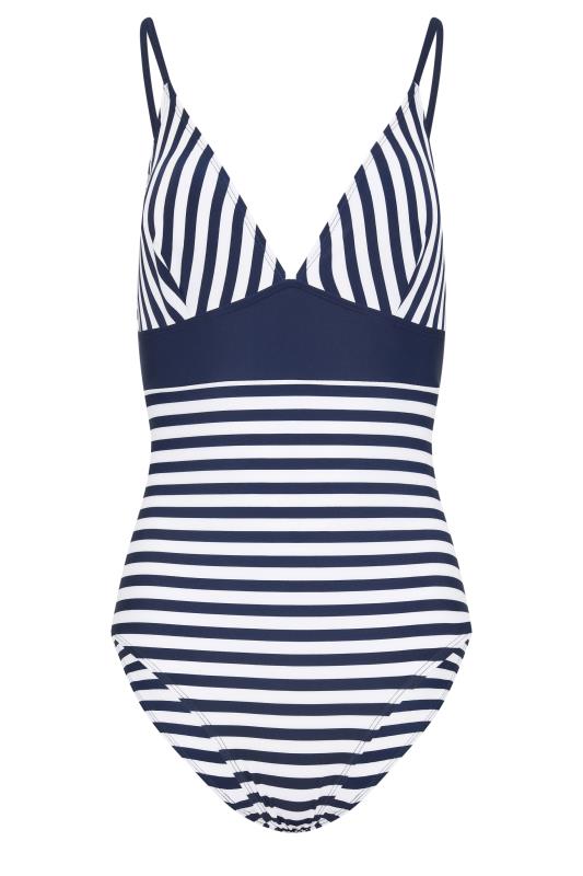 LTS Tall Women's Navy Blue Stripe V-Neck Swimsuit | Long Tall Sally 6