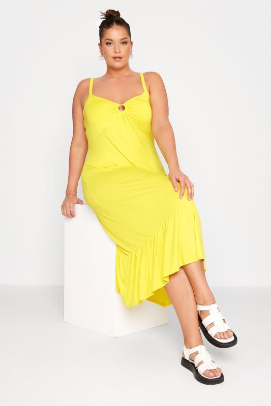 LIMITED COLLECTION Curve Yellow Ring Detail Midaxi Dress 4