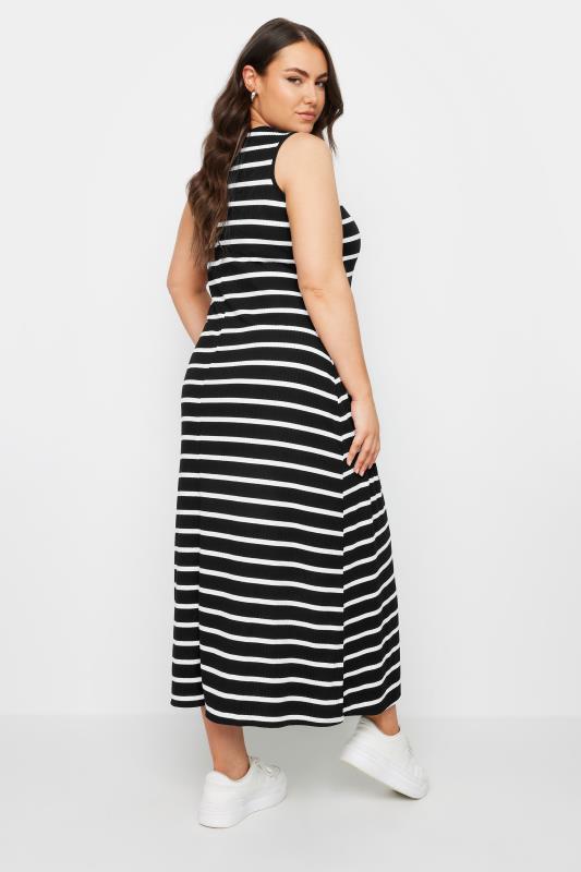 YOURS Plus Size Black Stripe Sleeveless Swing Maxi Dress | Yours Clothing 3
