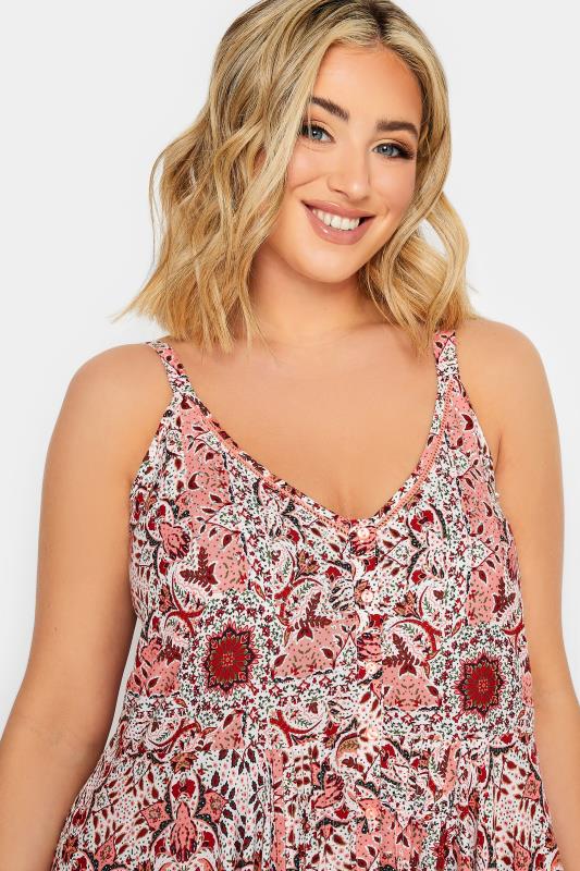 YOURS Curve Plus Size Red Paisley Print Hanky Hem Dress | Yours Clothing  4