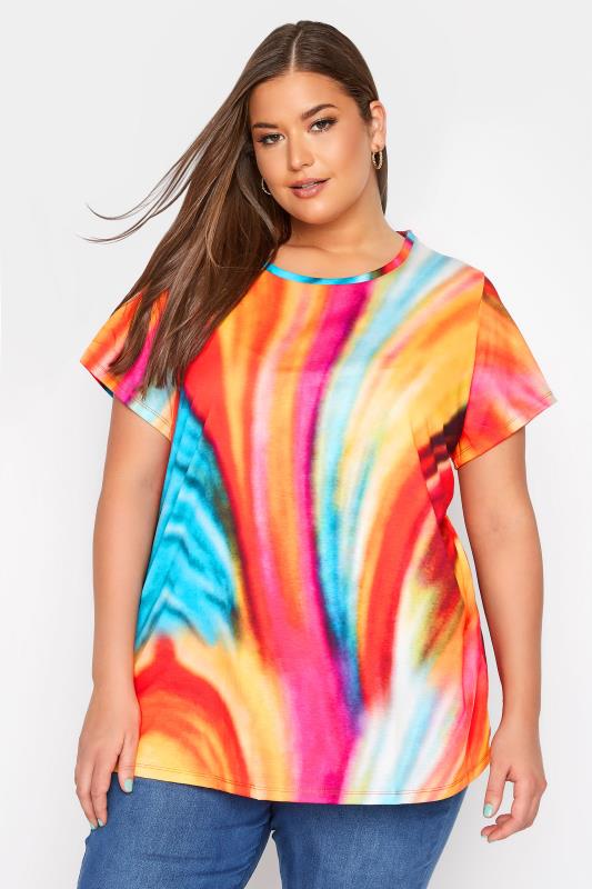 Orange Tie Dye Print Top | Yours Clothing