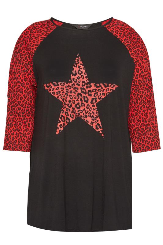 Plus Size Black & Red Animal Print Raglan Top | Yours Clothing 6