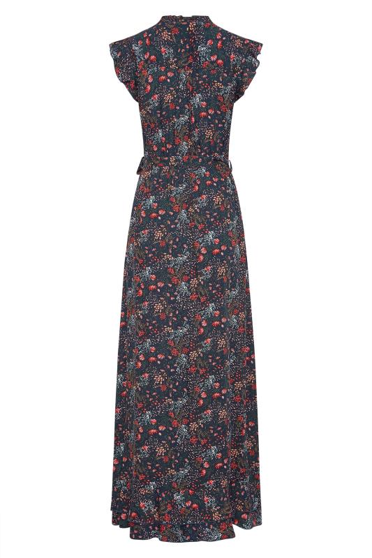 LTS Tall Women's Black Mini Floral Frill Maxi Dress | Long Tall Sally 7