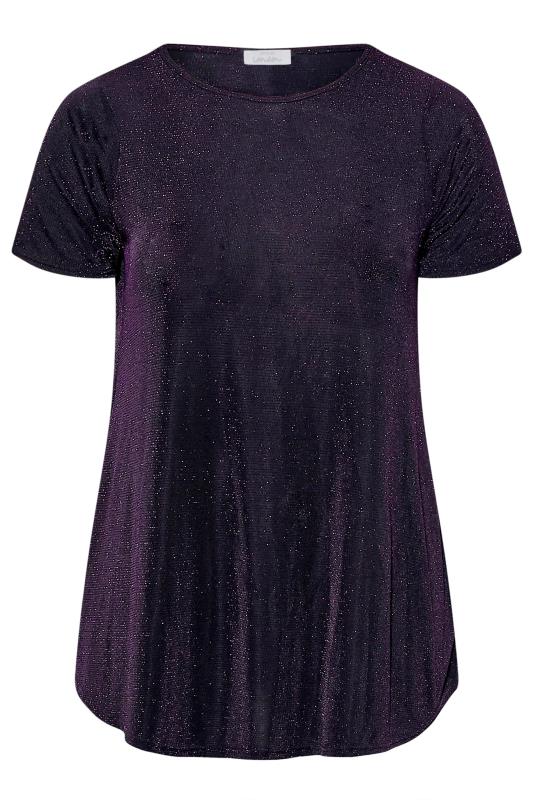 Plus Size YOURS LONDON Purple Glitter Swing Top | Yours Clothing 6
