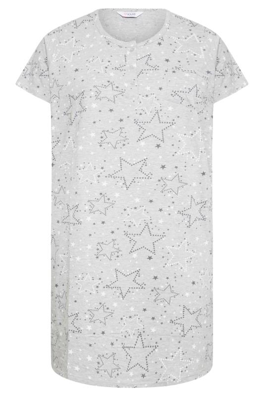 Plus Size Grey Star Print Placket Nightdress | Yours Clothing  5