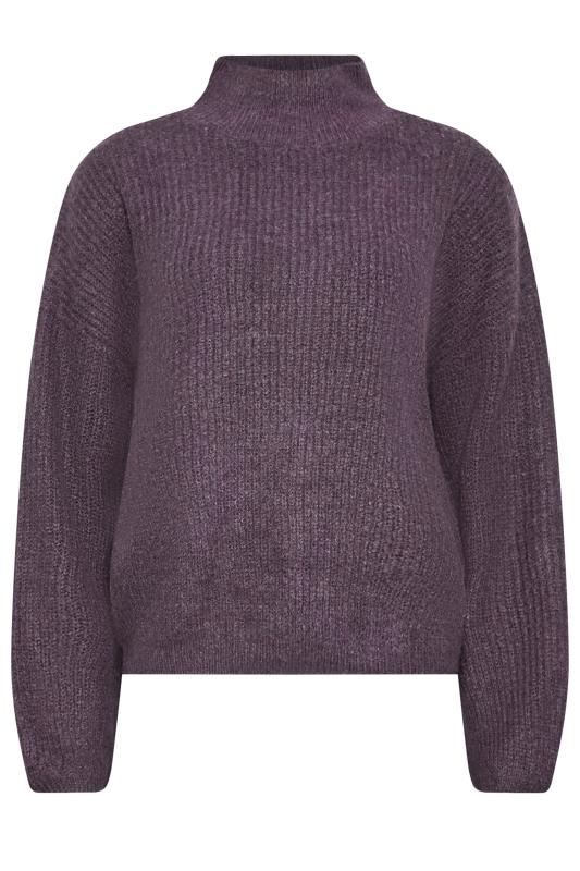 LTS Tall Dark Purple Funnel Neck Knitted Jumper | Long Tall Sally  8