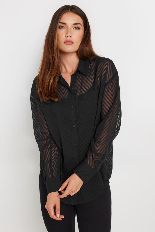 LTS Tall Black Shadow Stripe Long Sleeve Shirt | Long Tall Sally 1