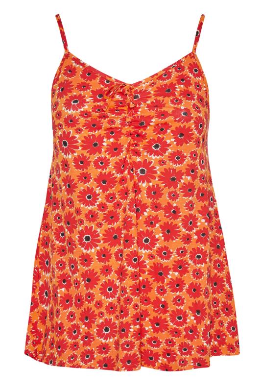 LIMITED COLLECTION Curve Orange Floral Print Ruched Swing Cami Top_X.jpg
