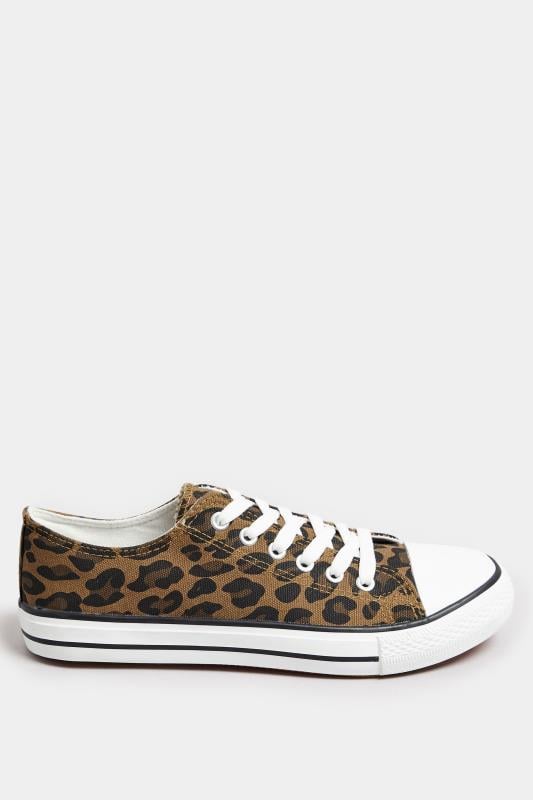 LTS Tall Women's Brown Leopard Print Canvas Low Trainers In Standard Fit | Long Tall Sally  3