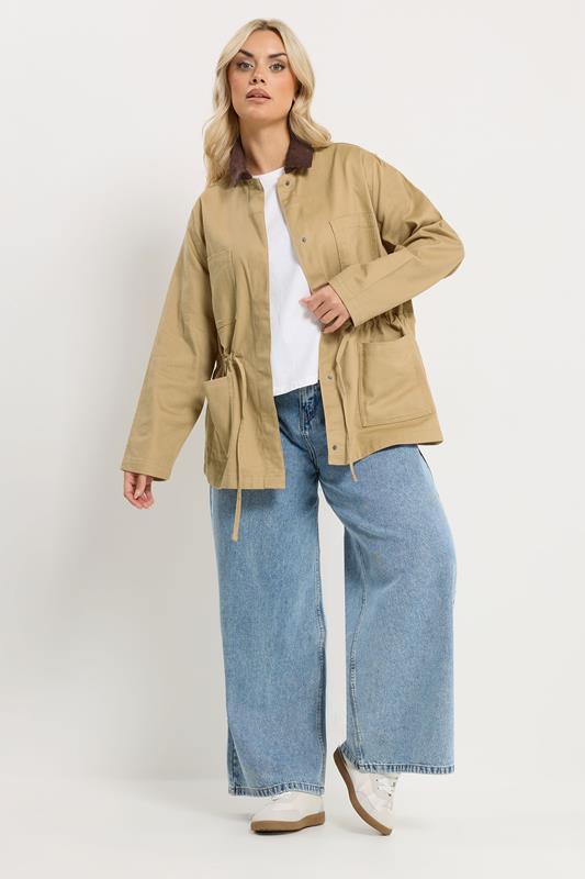 YOURS Plus Size Stone Brown Carpenter Jacket | Yours Clothing 1