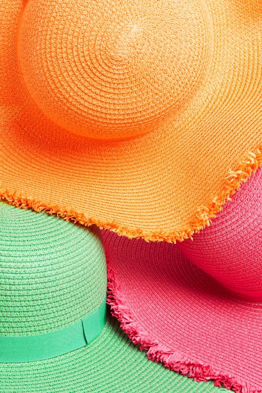 Orange Frayed Edge Straw Hat | Yours Clothing  5
