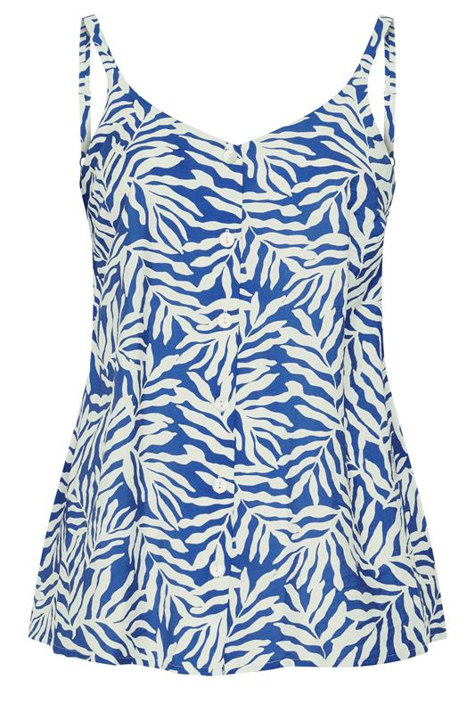 YOURS Plus Size Blue Leaf Print Vest Top | Yours Clothing 5
