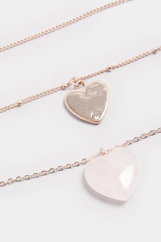 Rose Gold Tone Layered Heart Necklace | Yours Clothing 3