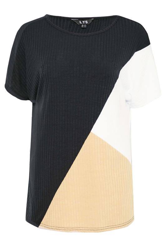 LTS Tall Black Colour Block Ribbed T-Shirt 6