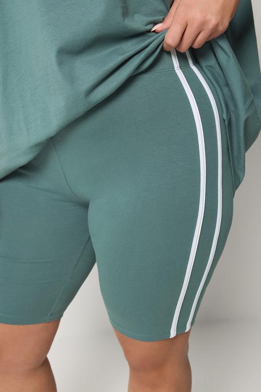 YOURS ACTIVE Plus Size Blue Side Contrast Stripe Shorts | Yours Clothing 4