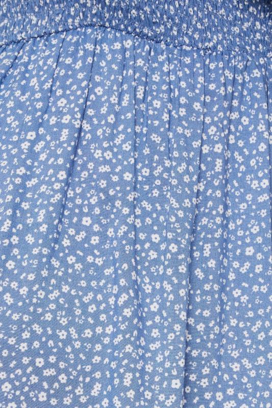BUMP IT UP MATERNITY Plus Size Blue Spot Print Shirred Top | Yours Clothing 5