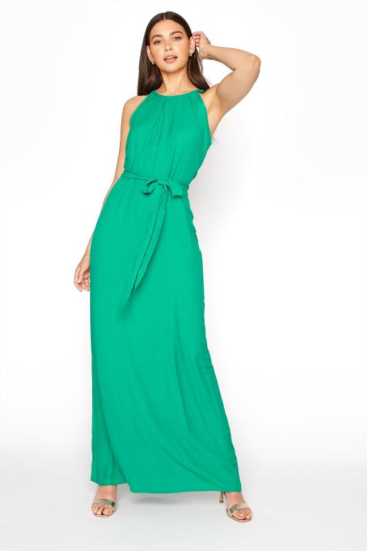 LTS Tall Bright Green Halter Neck Maxi Dress 1