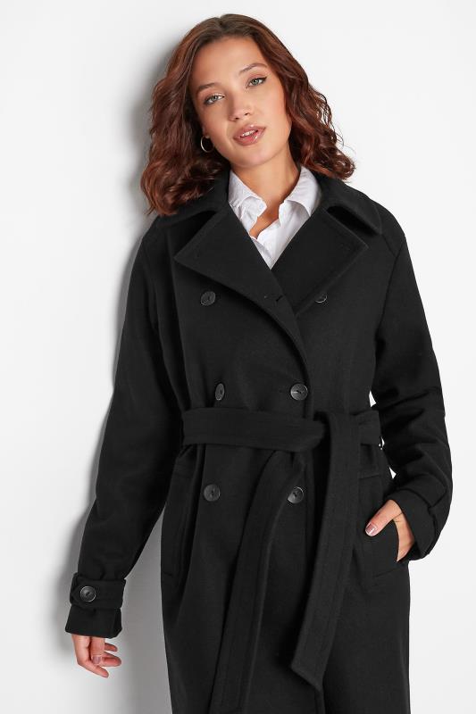 LTS Tall Black Formal Trench Coat 4