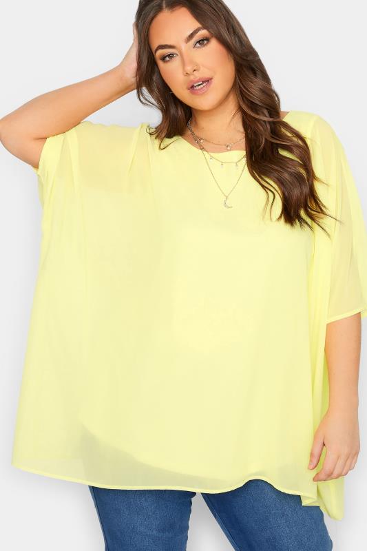 YOURS LONDON Plus Size Curve Yellow Cape Top | Yours Clothing 4