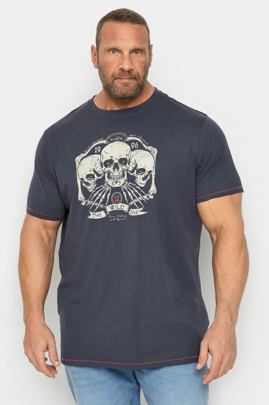 Men's  D555 Big & Tall Blue Trio of Skulls T-Shirt