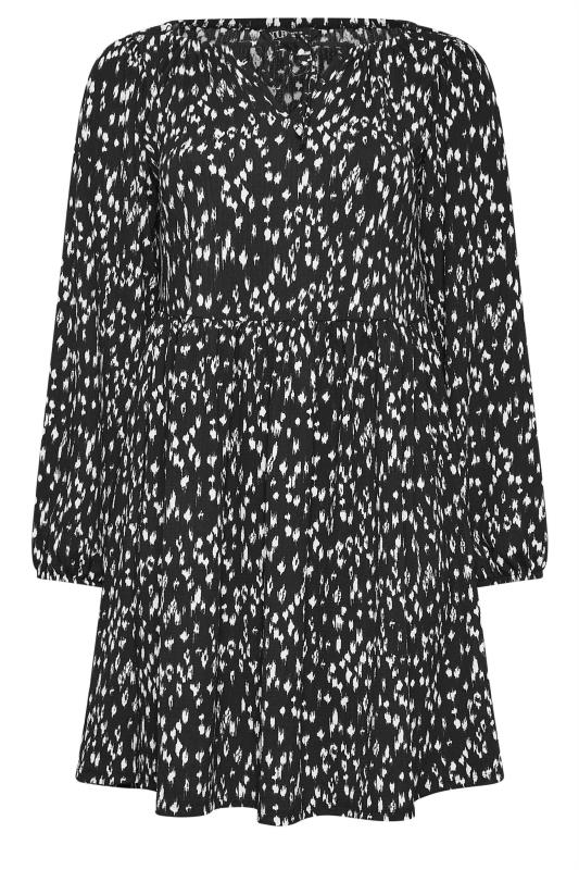 YOURS Plus Size Black Blurred Spot Print Textured Midi Dress | Yours Clothing 5