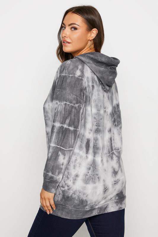 Plus Size Grey Tie Dye Hoodie | Yours Clothing 3