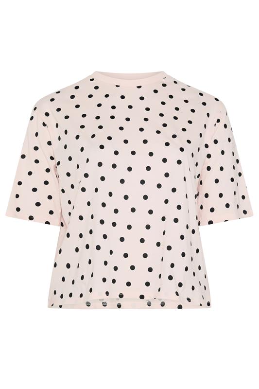 YOURS Plus Size Pink Polka Dot Sleep Tee Top | Yours Clothing 6