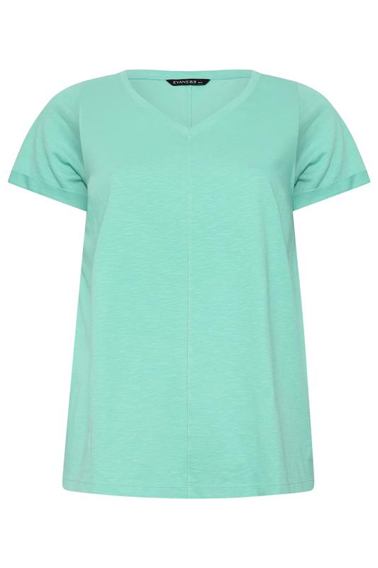 EVANS Plus Size Turquoise Blue Cotton T-Shirt | Evans 5