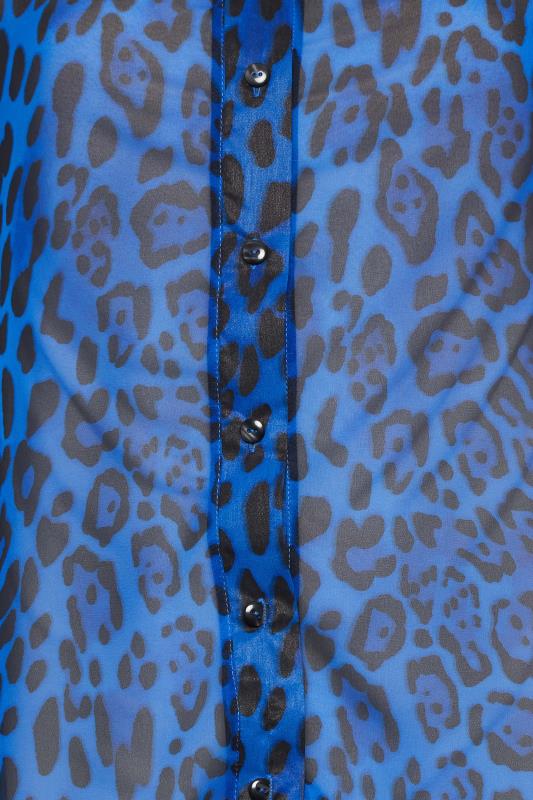 YOURS LONDON Curve Plus Size Cobalt Blue Leopard Print Shirt | Yours Clothing 6