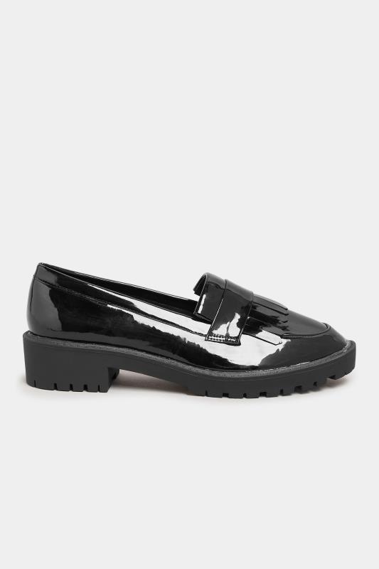 PixieGirl Black Patent Chunky Sole Loafers In Standard D Fit 3
