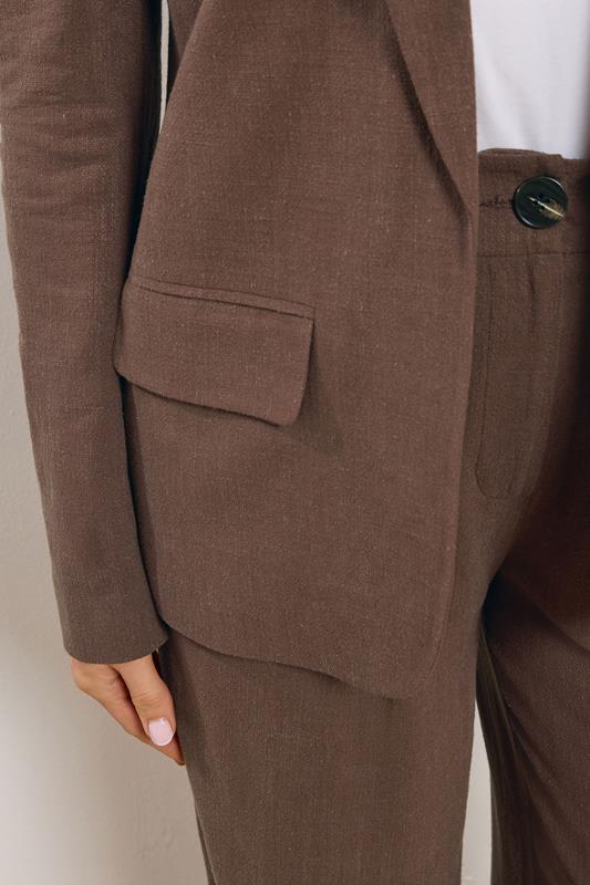 LTS Tall Women's Chocolate Brown Linen Blazer | Long Tall Sally 5