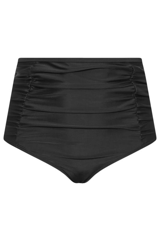 YOURS Plus Size Black Ruched Super High Waisted Tummy Control Bikini Briefs | Yours Clothing 6