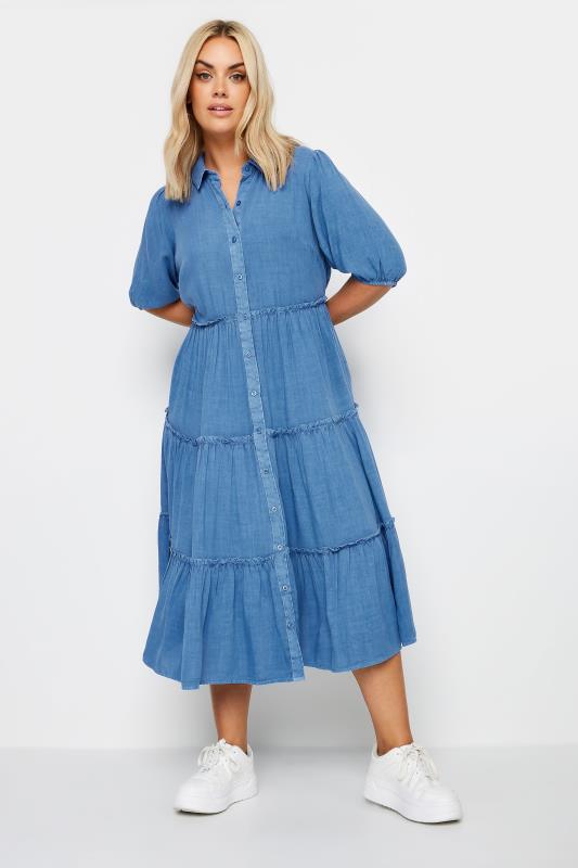 Plus Size  YOURS Curve Blue Midaxi Shirt Dress