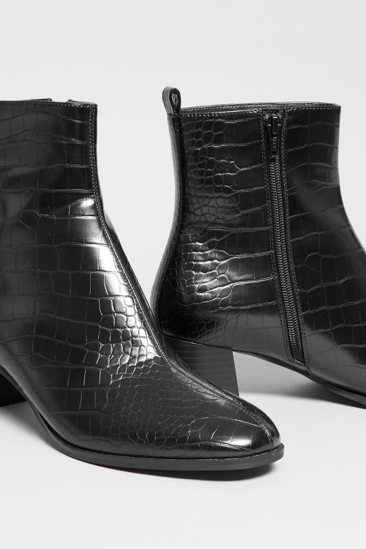 LTS Black Croc Block Heel Boots 5