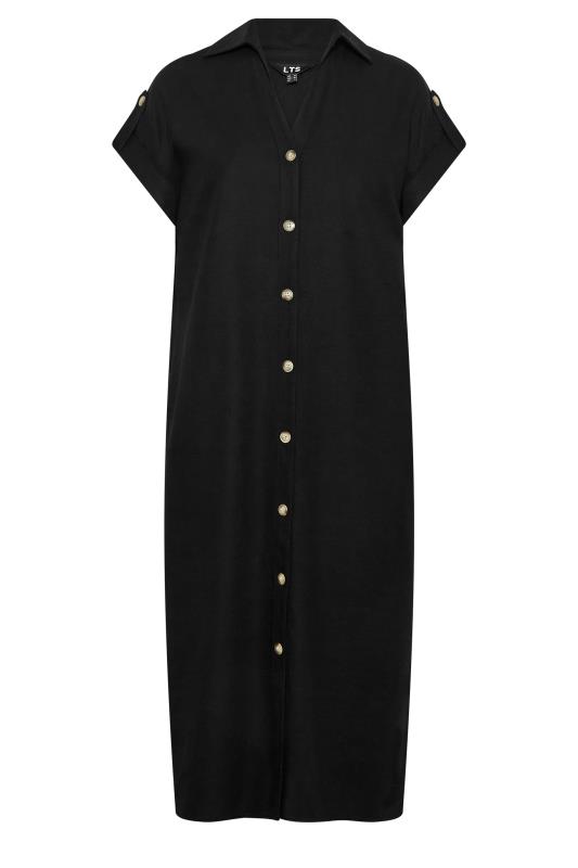 LTS Tall Women's Black Linen Look Button Through Shirt Dress | Long Tall Sally  6