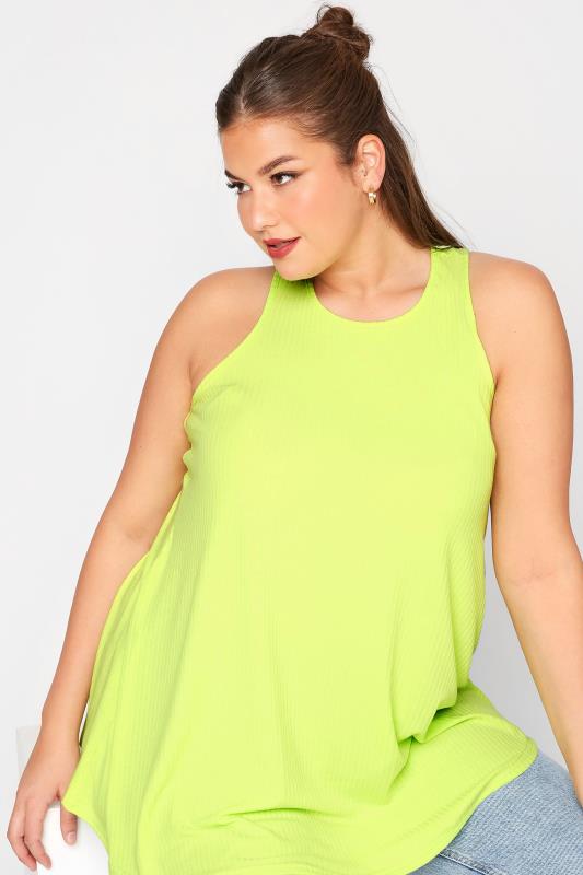 LIMITED COLLECTION Plus Size Lime Green Racer Back Swing Vest Top | Yours Clothing 4
