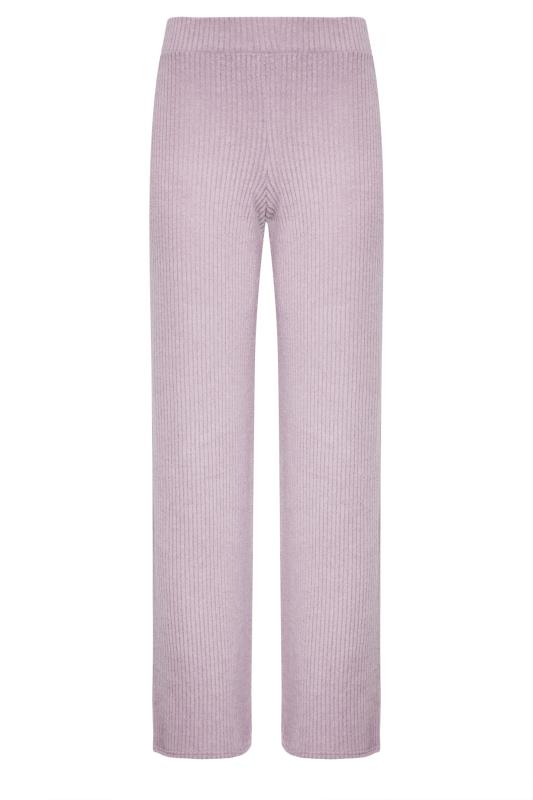 LTS Tall Blush Pink Ribbed Wide Leg Knitted Trousers | Long Tall Sally  5