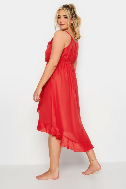 LIMITED COLLECTION Plus Size Red Frill Midaxi Wrap Dress | Yours Clothing  4