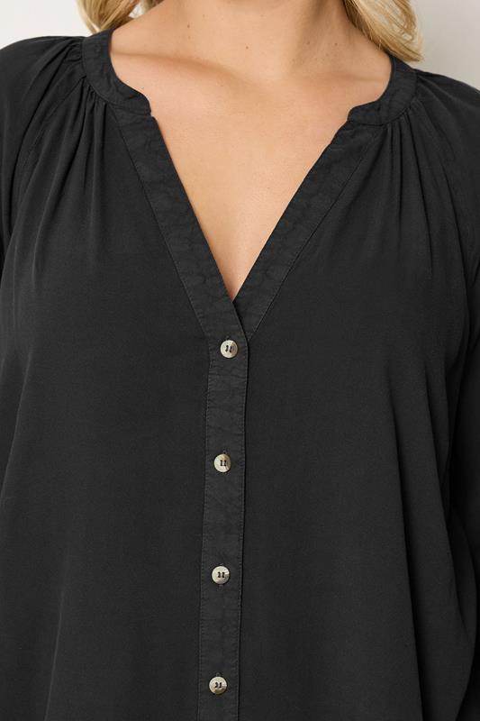 YOURS Plus Size Black Chambray Blouse | Yours Clothing 4